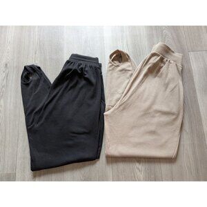 Vtg Womens Black & Beige Pull-On Stirrup Pants By Jacque & Koko 80s 14/16p